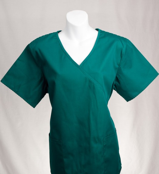 HUNTER GREEN Mock Wrap Scrub Top L LARGE Medical Nursing Scrubs - NEW ...